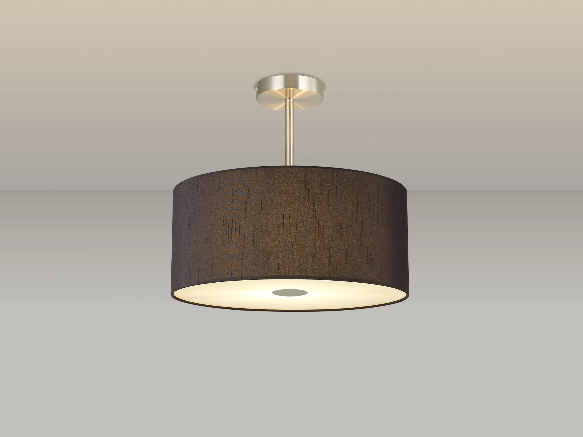 Baymont 40cm Semi Flush Flush 5 Light Satin Nickel, Black, Frosted Diffuser DK0529  Deco Baymont SN BL